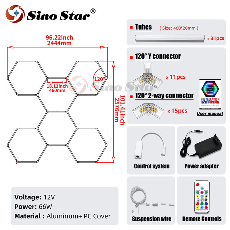 RGB12 2576*2444mm Color-Changing Rgb Hexagonal Neon Light