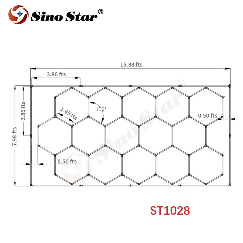 ST1028 2410mm*4780mm Hexagon Workshop Led Light