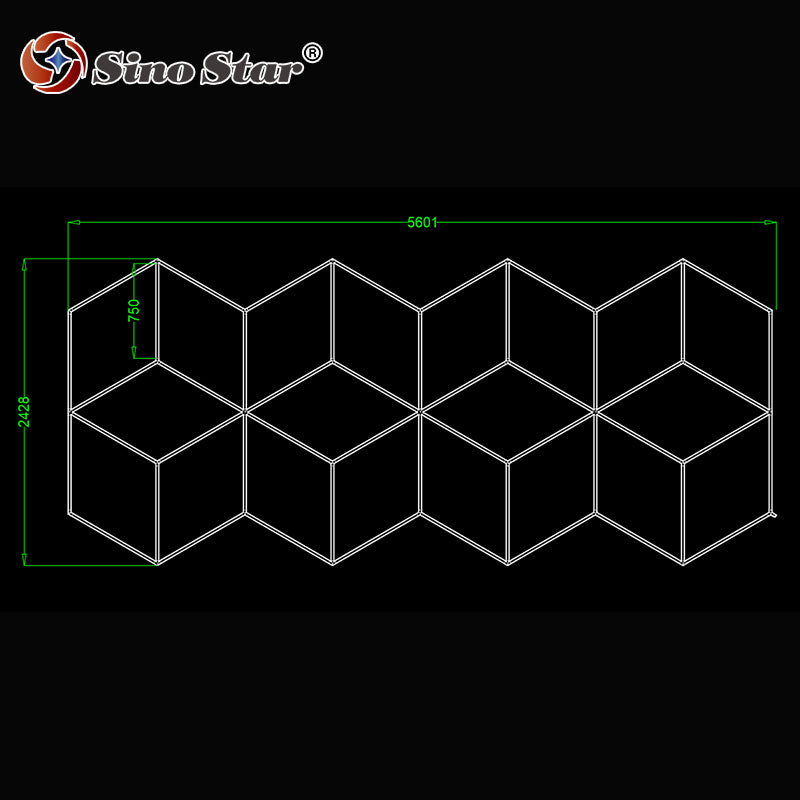 ST6104 2428mm*5601mm Led Geometric Ceiling Light