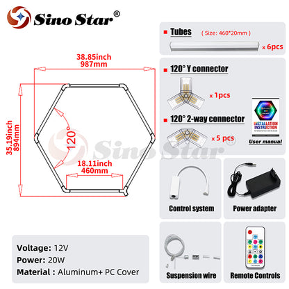 RGB01 987*894mm Remote Control Honeycomb Shape Light