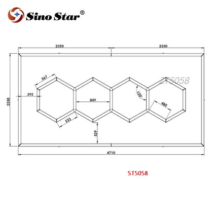 ST5058 2350mm*4710mm Hexagon Car Beauty Salon Detailing Led Light